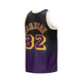 Men's Magic Johnson Purple and Black Los Angeles Lakers 1984/85 Hardwood Classics Fadeaway Swingman Player Jersey