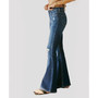 Women's High Rise Distressed Faded Flare Jeans
