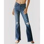 Women's High Rise Distressed Faded Flare Jeans