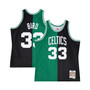 Men's Larry Bird Black, Kelly Green Boston Celtics Hardwood Classics 1985-86 Split Swingman Jersey