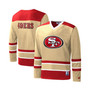 Men's Gold San Francisco 49ers Cross-Check V-Neck Long Sleeve T-shirt