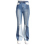 Juniors' Patchwork High-Rise Flared Jeans