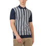Men's Jacquard Check-Front Short-Sleeve Embroidered Polo Shirt
