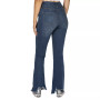Juniors' Ripped Flare-Leg Frayed-Hem Double Button Jeans