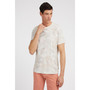 Men's Short Sleeves Linen Paisley Crewneck T-shirt