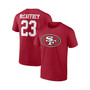 Men's Branded Christian McCaffrey Scarlet San Francisco 49ers Player Icon Name and Number T-shirt