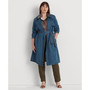 Plus Size Double-Breasted Denim Trench Coat