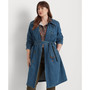 Plus Size Double-Breasted Denim Trench Coat