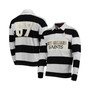 Men's Black, White New Orleans Saints Varsity Stripe Rugby Long Sleeve Polo Shirt