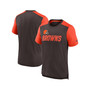 Men's Heathered Brown, Heathered Orange Cleveland Browns Color Block Team Name T-shirt
