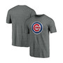 Men's Heathered Gray Chicago Cubs Weathered Official Logo Tri-Blend T-shirt