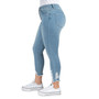 Juniors' Mid Rise Button Fly Distressed Cropped Curvy Jeans