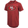 Men's George Kittle Heathered Scarlet San Francisco 49Ers Name Number Tri-Blend Hoodie T-shirt