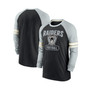 Men's Black and Silver-Tone Las Vegas Raiders Throwback Raglan Long Sleeve T-shirt