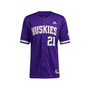 Men's #21 Purple Washington Huskies Button-Up Baseball Jersey
