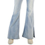 Women's Slit-Cuff Flare-Leg Pull-On Denim Jeans