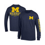 Men's Navy Michigan Wolverines Team Stack Long Sleeve T-shirt