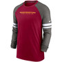 Men's Burgundy, Charcoal Washington Football Team Performance Raglan Long Sleeve T-shirt