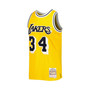 Men's Shaquille O'Neal Yellow Los Angeles Lakers Hardwood Classics Off-Court Swingman Jersey