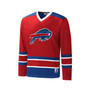 Men's Red Buffalo Bills Cross-Check V-Neck Long Sleeve T-shirt