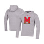 Men's Heather Gray Maryland Terrapins School Logo Raglan Long Sleeve Hoodie Performance T-shirt