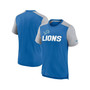 Men's Heathered Blue, Heathered Gray Detroit Lions Color Block Team Name T-shirt