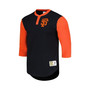 Men's Black San Francisco Giants Cooperstown Collection Legendary Slub Henley 3/4-Sleeve T-shirt