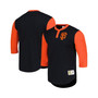 Men's Black San Francisco Giants Cooperstown Collection Legendary Slub Henley 3/4-Sleeve T-shirt