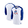 Men's White, Royal New England Patriots Rewind 3/4-Sleeve T-shirt