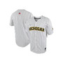 Men's White, Navy Michigan Wolverines Pinstripe Replica Full-Button Baseball Jersey