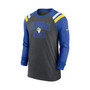 Men's Heathered Charcoal, Royal Los Angeles Rams Tri-Blend Raglan Athletic Long Sleeve Fashion T-shirt