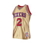 Men's Moses Malone Gold Philadelphia 76ers 75th Anniversary 1982-83 Hardwood Classics Swingman Jersey