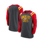 Men's Heathered Charcoal, Red Kansas City Chiefs Tri-Blend Raglan Athletic Long Sleeve Fashion T-shirt