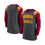 Men's Heathered Charcoal, Burgundy Washington Commanders Tri-Blend Raglan Athletic Long Sleeve Fashion T-shirt