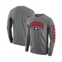Men's Heathered Gray Georgia Bulldogs Arch and Logo Two-Hit Long Sleeve T-shirt