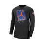 Men's Brand Black New York Knicks Courtside Max 90 Vintage-Like Wash Statement Edition Long Sleeve T-shirt