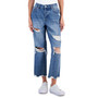 Juniors' Destructed Cotton Straight-Leg Denim Jeans