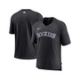 Men's Black Colorado Rockies Authentic Collection Pregame Raglan Performance V-Neck T-shirt