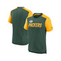Men's Heathered Green, Heathered Gold Green Bay Packers Color Block Team Name T-shirt