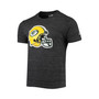 Men's Heathered Black Green Bay Packers Helmet Logo Tri-Blend T-shirt
