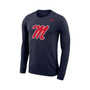 Men's Navy Ole Miss Rebels Legend Wordmark Performance Long Sleeve T-shirt
