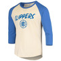 Men's Kawhi Leonard Cream and Royal LA Clippers Raglan 3/4 Sleeve T-shirt