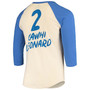 Men's Kawhi Leonard Cream and Royal LA Clippers Raglan 3/4 Sleeve T-shirt