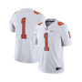 Men's White Clemson Tigers #1 Away Game Jersey