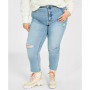 Trendy Plus Size Ripped Mom Jeans
