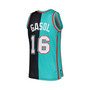 Men's Pau Gasol Black, Turquoise Memphis Grizzlies Hardwood Classics 2001-02 Split Swingman Jersey