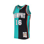 Men's Pau Gasol Black, Turquoise Memphis Grizzlies Hardwood Classics 2001-02 Split Swingman Jersey