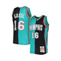 Men's Pau Gasol Black, Turquoise Memphis Grizzlies Hardwood Classics 2001-02 Split Swingman Jersey