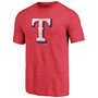 Men's Heathered Red Texas Rangers Weathered Official Logo Tri-Blend T-shirt
