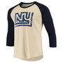 Men's Cream, Navy New York Giants Gridiron Classics Raglan 3/4 Sleeve T-shirt
